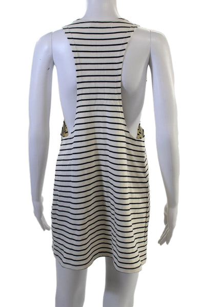 The Frankie Shop Womens White Striped Cotton Tank Dress Short Size M