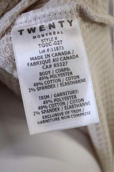 TWENTY MONTREAL Women Cropped Tank Button-Up Beige Square Neck Size M
