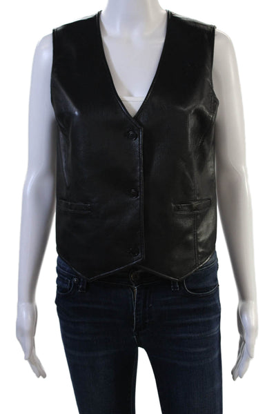 Sunday Best Women Biker Sleeveless Black PU Vest Size 8
