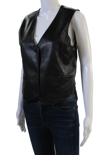 Sunday Best Women Biker Sleeveless Black PU Vest Size 8