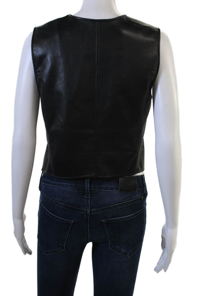 Sunday Best Women Biker Sleeveless Black PU Vest Size 8