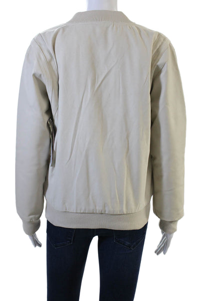 Ring Of Fire Unisex Beige Bomber Jacket Zip Polyester Size L