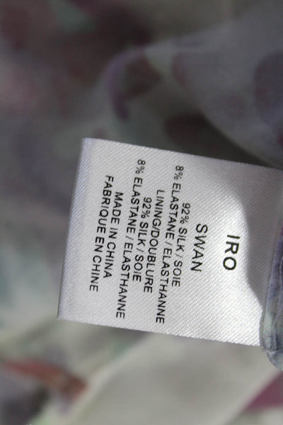 IRO Women Shift Dress Camouflage V-Neck Short Sleeve Silk Drawstring Size S