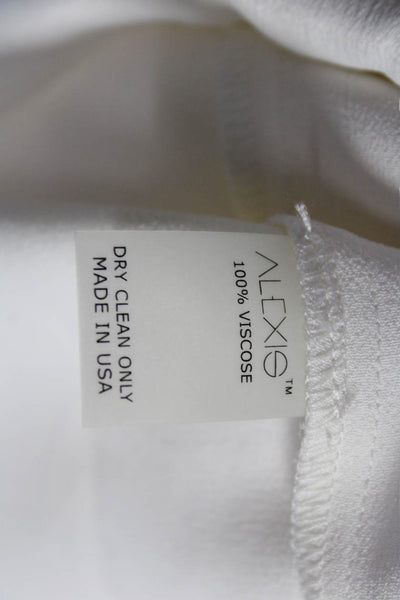 Alexis Women White Bohemian Viscose Tie Blouse Short Sleeve Size M