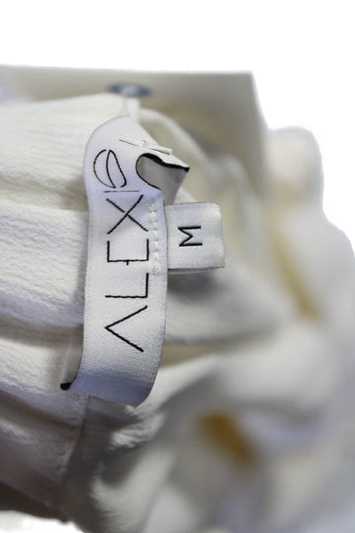 Alexis Women White Bohemian Viscose Tie Blouse Short Sleeve Size M