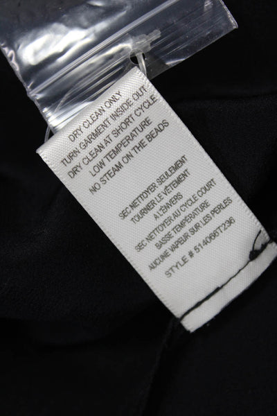 Rebecca Taylor Women Sleeveless Silk Round Neck Zip Blouse Black Size 12