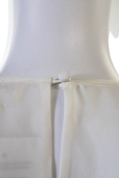 L Agence Women Silk Sleeveless Round Neck White Blouse Button Front Size L