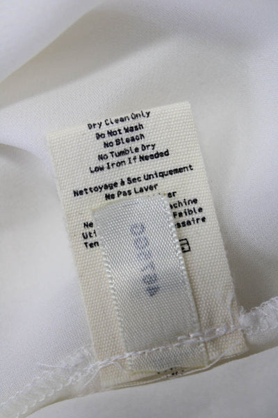 L Agence Women Silk Sleeveless Round Neck White Blouse Button Front Size L