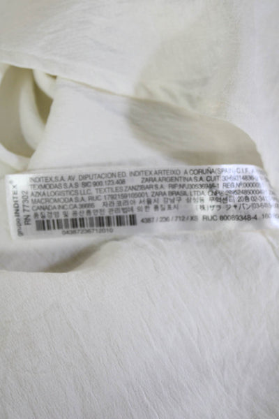 Zara Women Basic Button-Up White Long Sleeve Collared Polyester Size XS