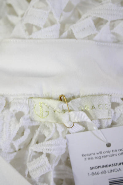 Vita Grace Women Kaftan Maxi Dress White Floral V-Neck Cotton Size M