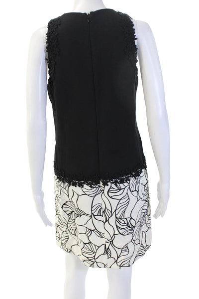 Giambattista Valli Women Black Floral Shift Dress Sleeveless Round Neck Size S