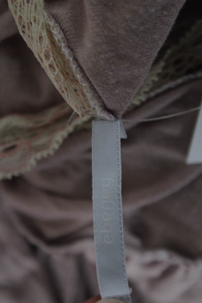 Eberjey Womens Lace Trim V-Neck Long Sleeve Tied Robe Pink Size S