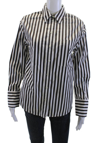 Madewell Womens Striped Collared Button-Up Cotton Top Long Sleeve Size 2XS