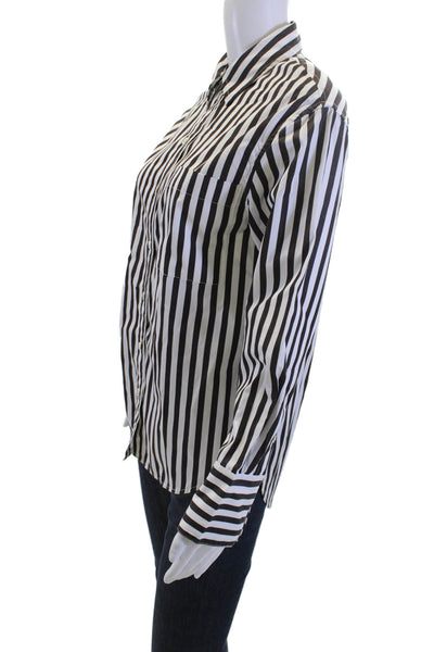 Madewell Womens Striped Collared Button-Up Cotton Top Long Sleeve Size 2XS