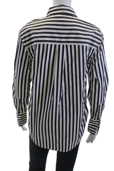 Madewell Womens Striped Collared Button-Up Cotton Top Long Sleeve Size 2XS