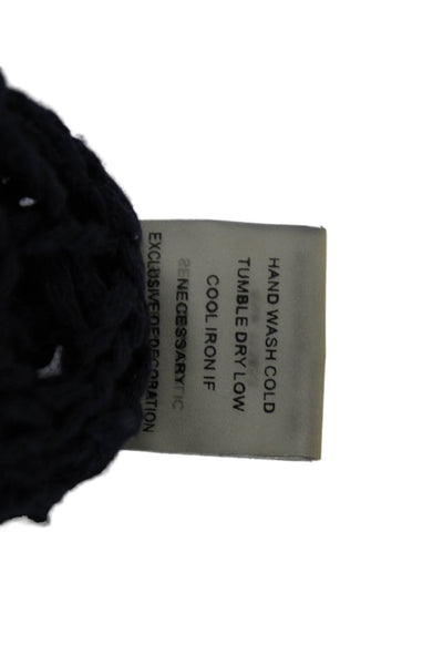 Sugar Lips Unisex Cardigan Sweater Dark Blue V-Neck 3/4 Sleeve Acrylic Size M