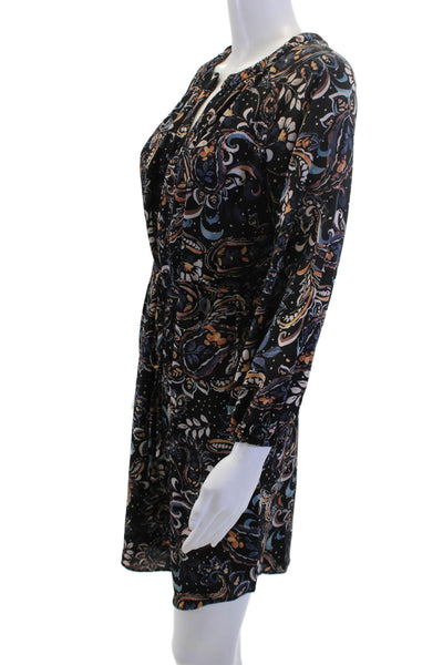 Vince Camuto Womens Shirt Dress Black Paisley V-Neck Long Sleeve Size 6