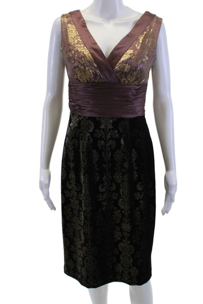Phoebe Couture Women Dress Rucched Waist Black Knee-Length Silk Lurex Size S