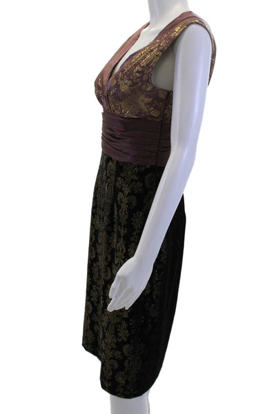 Phoebe Couture Women Dress Rucched Waist Black Knee-Length Silk Lurex Size S