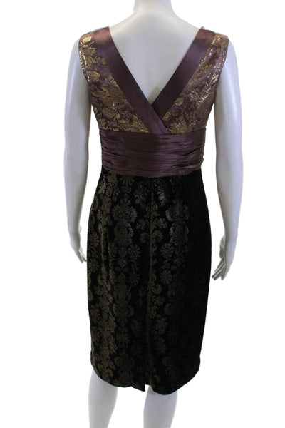 Phoebe Couture Women Dress Rucched Waist Black Knee-Length Silk Lurex Size S