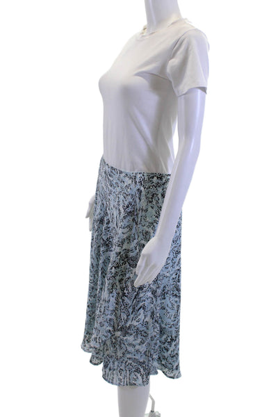 T Tahari Women A-Line Flare Light Blue With Graphics Polyester Skirt Size 4