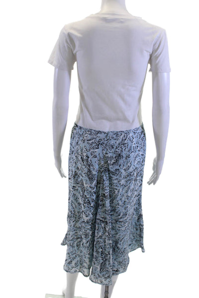 T Tahari Women A-Line Flare Light Blue With Graphics Polyester Skirt Size 4