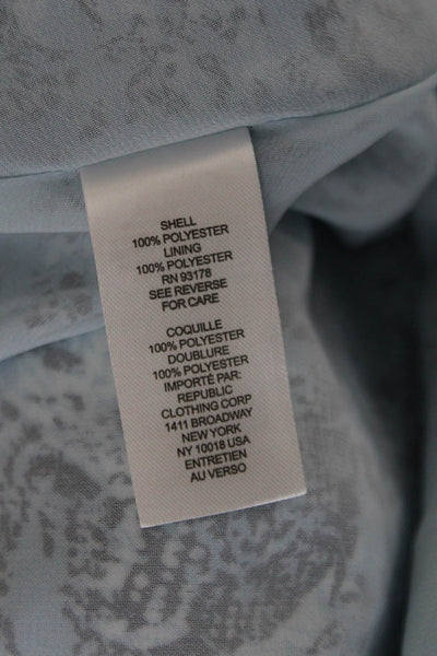T Tahari Women A-Line Flare Light Blue With Graphics Polyester Skirt Size 4