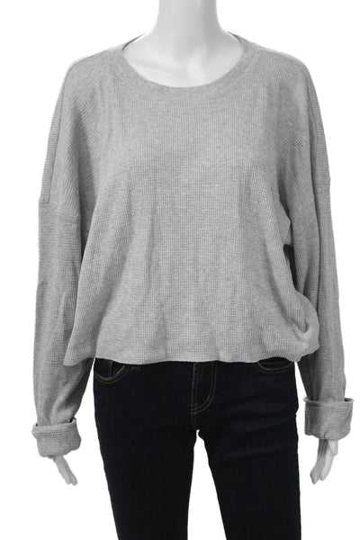 TNA Womens Cropped Long Sleeve Crew Neck Gray Top Size XL