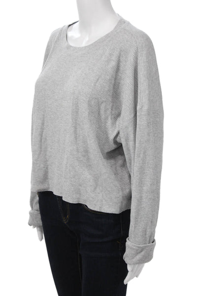 TNA Womens Cropped Long Sleeve Crew Neck Gray Top Size XL