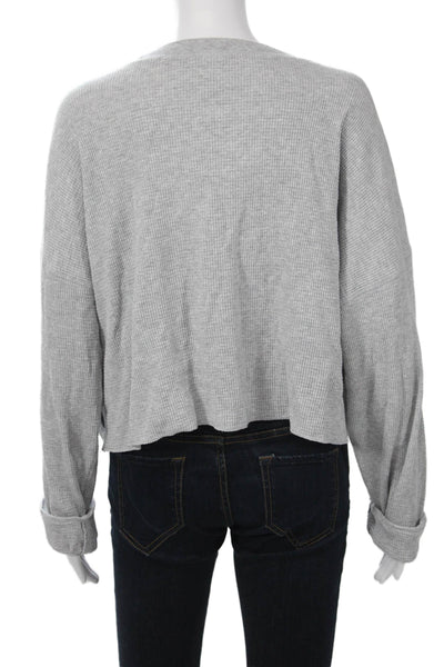 TNA Womens Cropped Long Sleeve Crew Neck Gray Top Size XL
