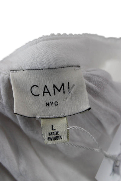 Cami NYC Womens Button Up Cotton Blouse White Crewneck Longsleeve Size L