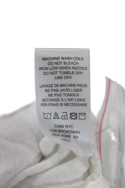 Cami NYC Womens Button Up Cotton Blouse White Crewneck Longsleeve Size L