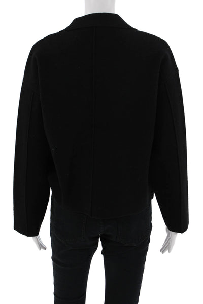 Metric Knits Womens Black Collared Long Sleeve Blazer Size L