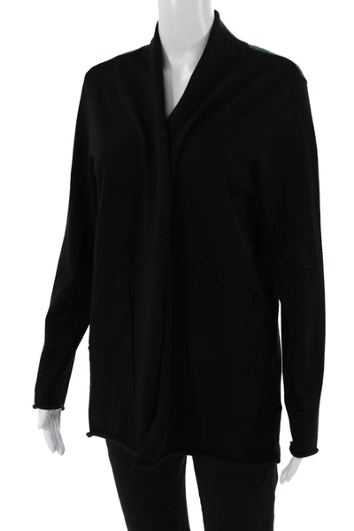 Metric Knits Unisex Cardigan Sweater Black Mock Neck Viscose Nylon Size M