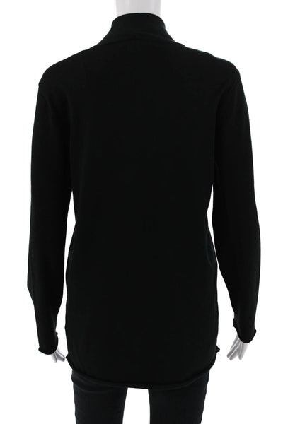 Metric Knits Unisex Cardigan Sweater Black Mock Neck Viscose Nylon Size M