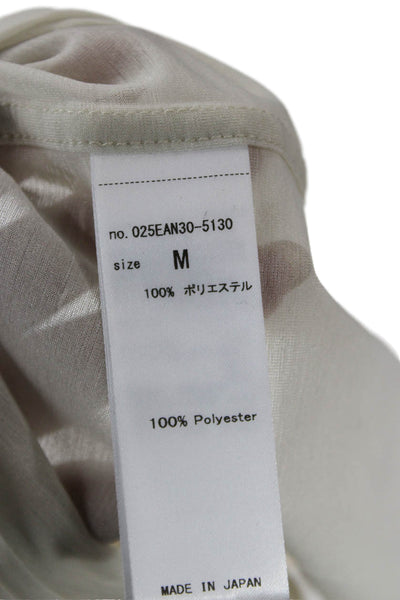 Moussy Womens White Mock Neck Button Long Sleeve Top Classic Polyester Size M