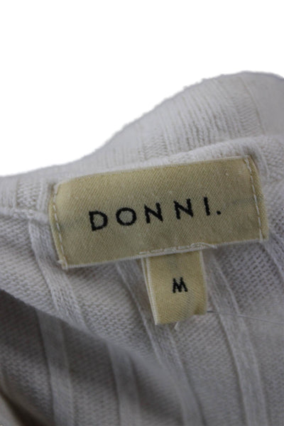 Donni Unisex Cardigan Striped White Crew Neck Button Size M