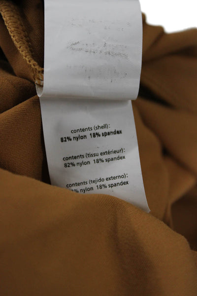 We Wore What Women Cropped Button-Up Sweater Brown Crew Neck Long Sleeve Size L