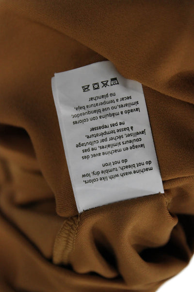 We Wore What Women Cropped Button-Up Sweater Brown Crew Neck Long Sleeve Size L