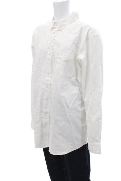 Harriton Mens Cotton Collared Long Sleeve Button-Down Shirt White Size 2XL
