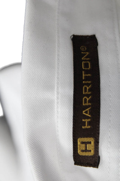 Harriton Mens Cotton Collared Long Sleeve Button-Down Shirt White Size 2XL