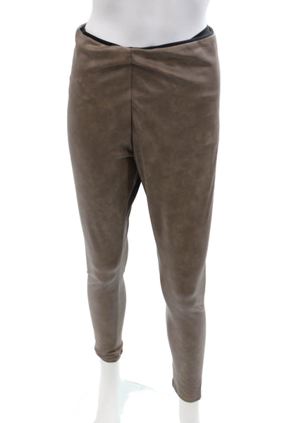 Aqua Womens Ankle Jeggings Biker Brown Polyurethane Size M