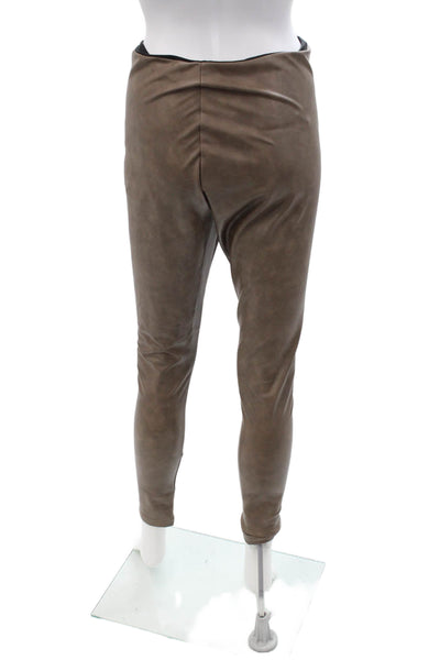 Aqua Womens Ankle Jeggings Biker Brown Polyurethane Size M