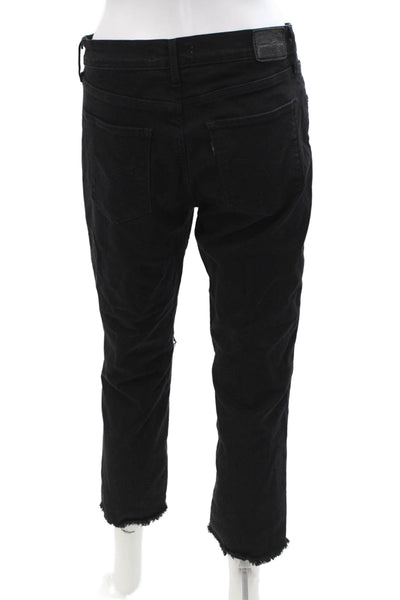 Levis Womens Boyfriend Cropped Jeans Black Mid Rise 25 Inseam Size 30