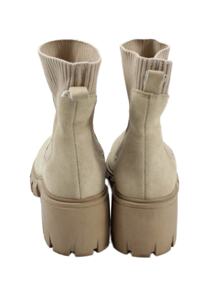 Steve Madden Womens Suede Pull On Ankle Boots Beige Size 6M