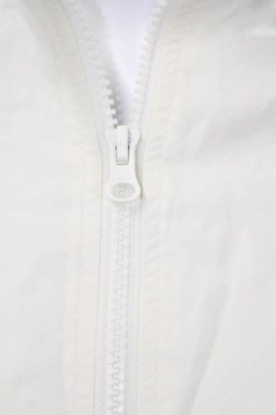 Solid & Striped Womens Windbreaker White High Neck Nylon Graphic 80s Size XS