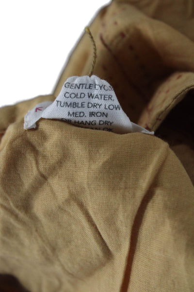 Kerry Cassill Women Bohemian Tunic Blouse Yellow Cotton Drawstring Size S