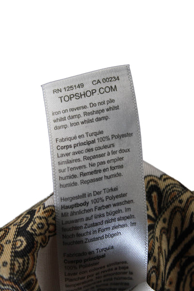 Topshop Womens Yellow Paisley Button-Up Long Sleeve Blouse Size 4