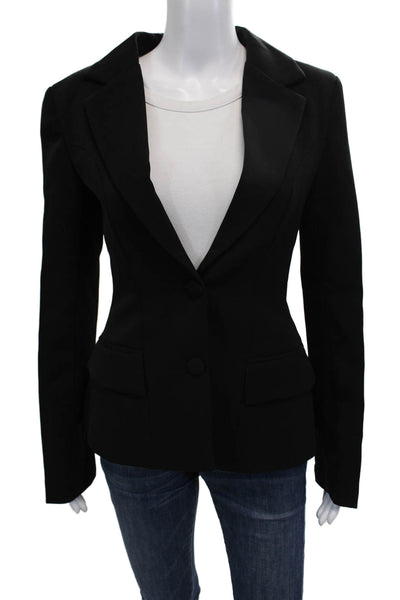 Two Twin Womens Black Collar Button Polyester Classic Blazer Long Sleeve Size S