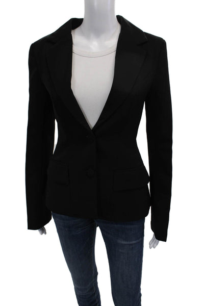 Two Twin Womens Black Collar Button Polyester Classic Blazer Long Sleeve Size S